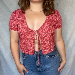 Floral Front Tie Shirt